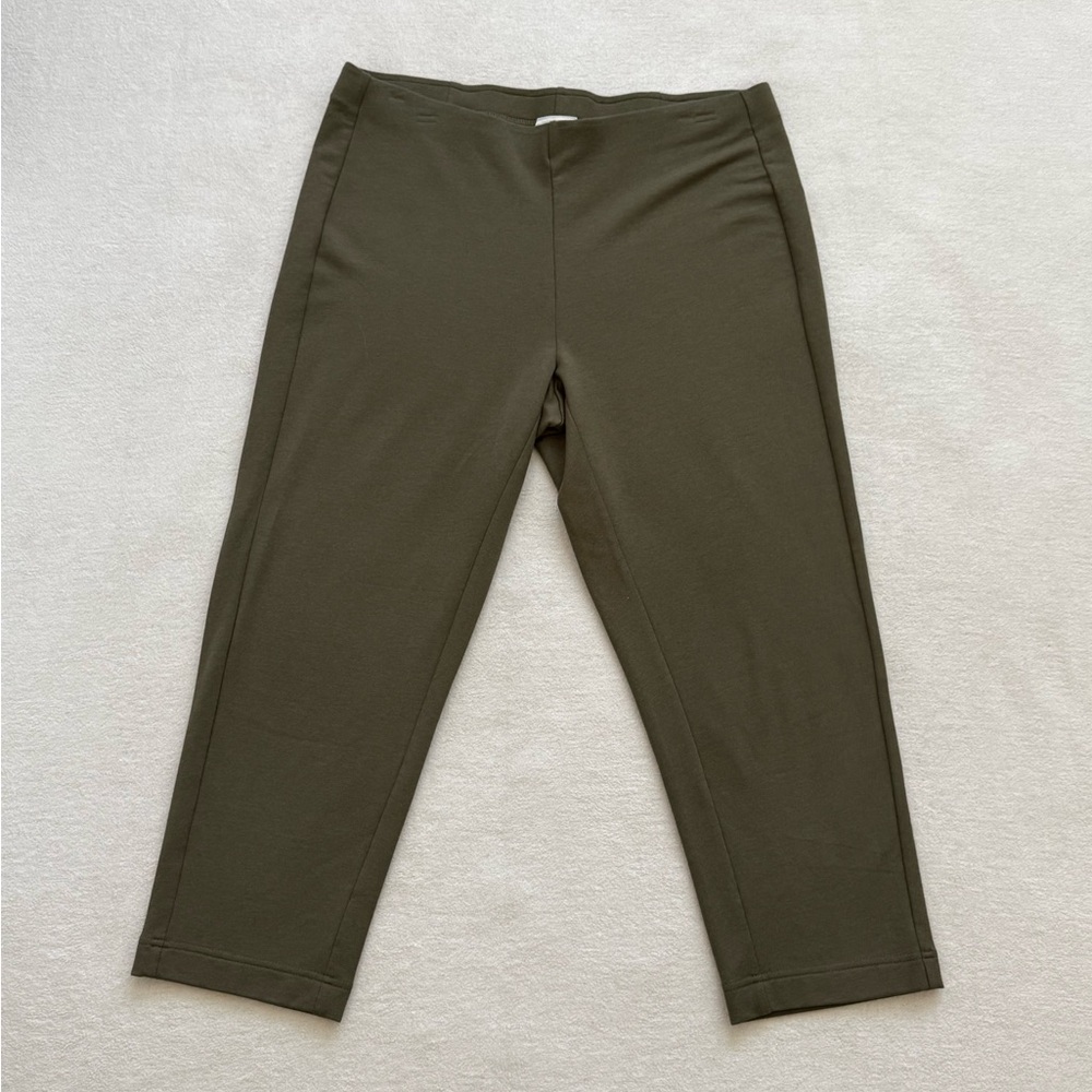 Pure Jill Olive Green Pull On Slim Leg Cropped Pants Women’s Size M
